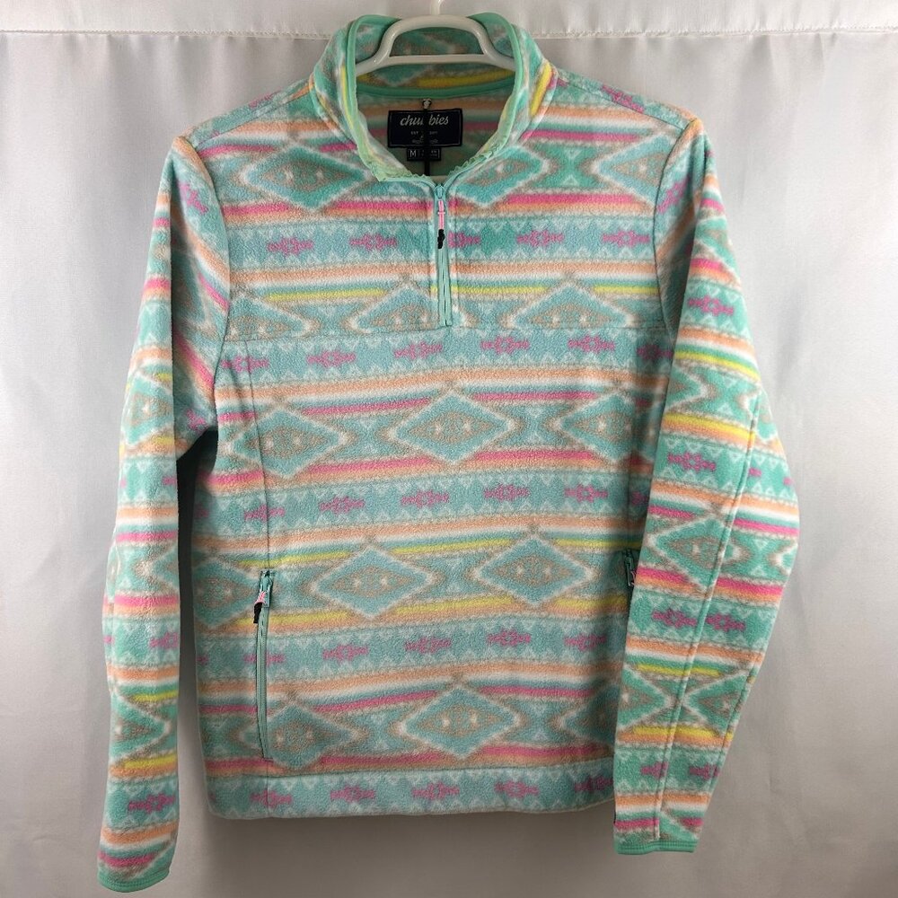 NWT Chubbies Men’s Flame Commander Fleece Quarter Zip Pullover Geometric Size M